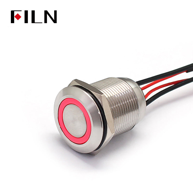 19MM 4 pin 12V 120V 250V high currnet IP67 waterproof illuminated latching momentary metal push button switch