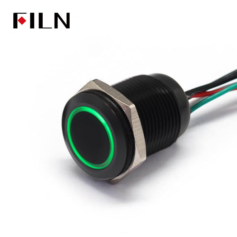 19MM 4 pin 12V 120V 250V high currnet IP67 waterproof illuminated latching momentary metal push button switch