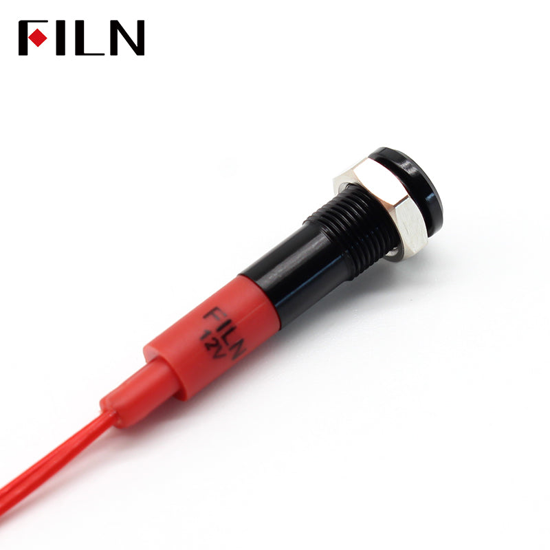 FILN 6MM(1/4‘’) 12V  24V 220V LED Indicator Light Mini Metal Waterproof IP67 Pilot Signal Lamp Red Green Yellow Blue White