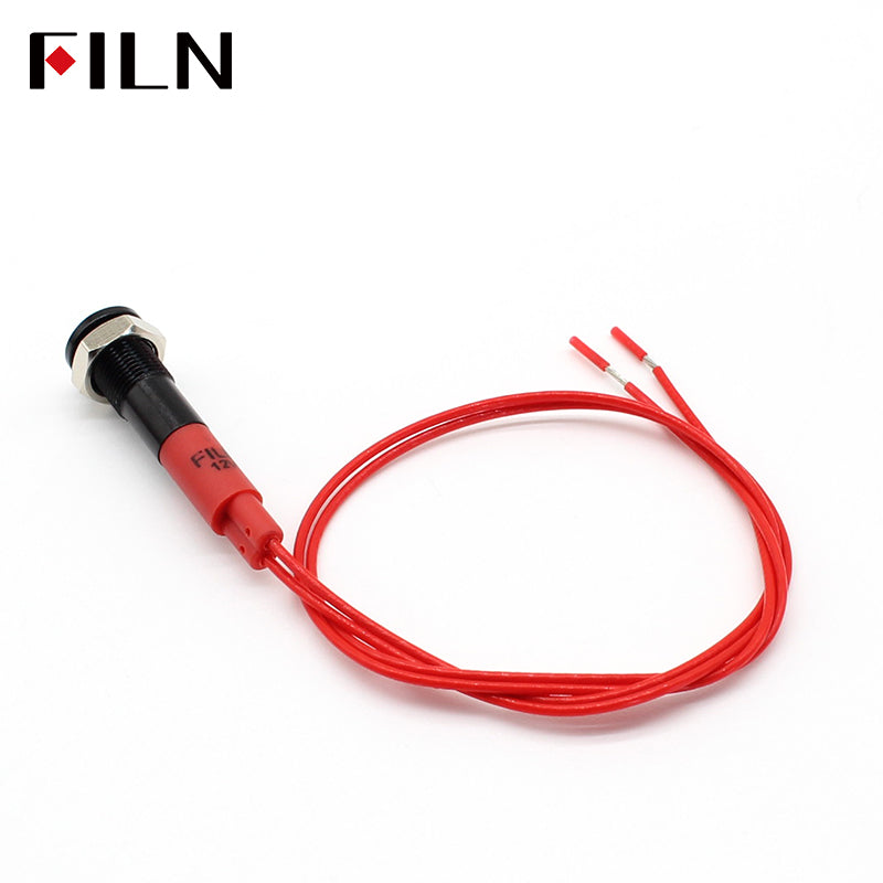 FILN 6MM(1/4‘’) 12V  24V 220V LED Indicator Light Mini Metal Waterproof IP67 Pilot Signal Lamp Red Green Yellow Blue White