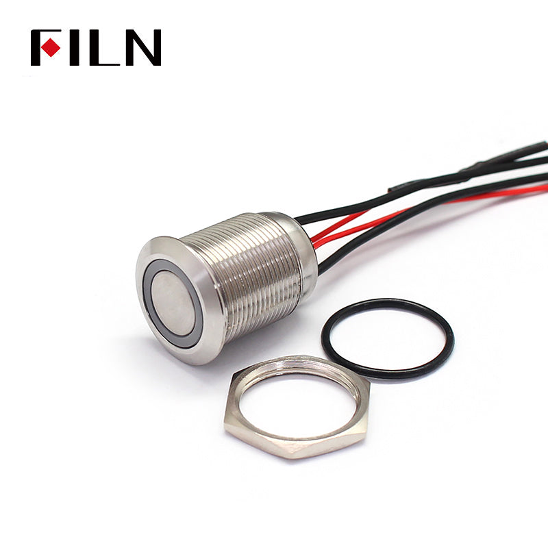 19MM 4 pin 12V 120V 250V high currnet IP67 waterproof illuminated latching momentary metal push button switch