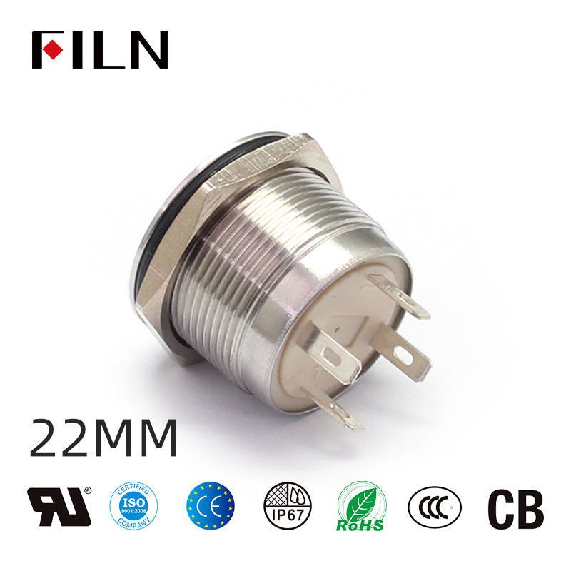 22MM 220 VAC Switch Customized Short 4 PIN Metal Push Button Switch