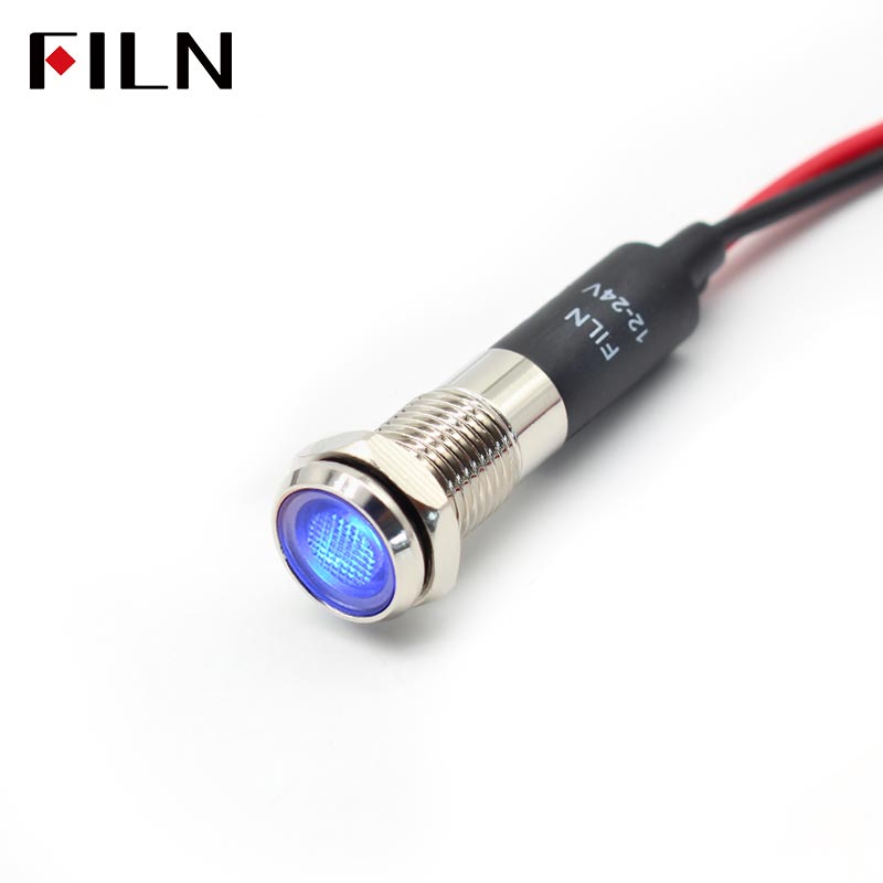 FILN 8MM (5/16'' )Metal Indicator Light 12V 24V 110V 220V  Pilot Lights  Waterproof ip67  Signal Lamp