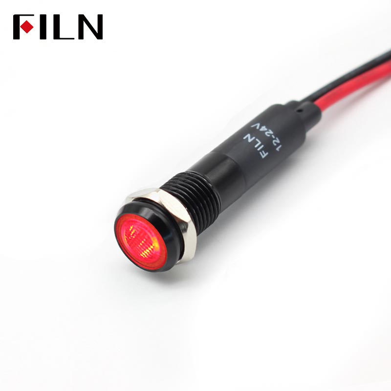 FILN 8MM (5/16'' )Metal Indicator Light 12V 24V 110V 220V  Pilot Lights  Waterproof ip67  Signal Lamp