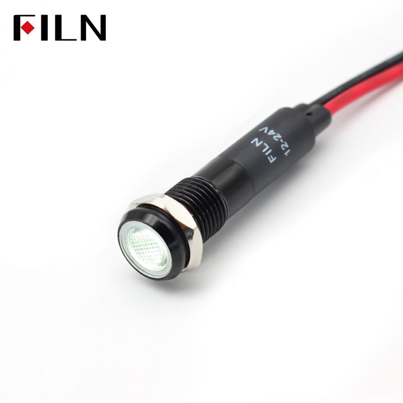 FILN 8MM (5/16'' )Metal Indicator Light 12V 24V 110V 220V  Pilot Lights  Waterproof ip67  Signal Lamp