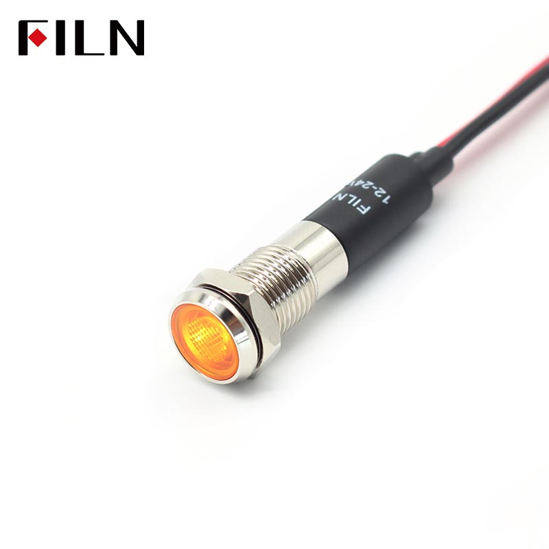 FILN 8MM (5/16'' )Metal Indicator Light 12V 24V 110V 220V  Pilot Lights  Waterproof ip67  Signal Lamp