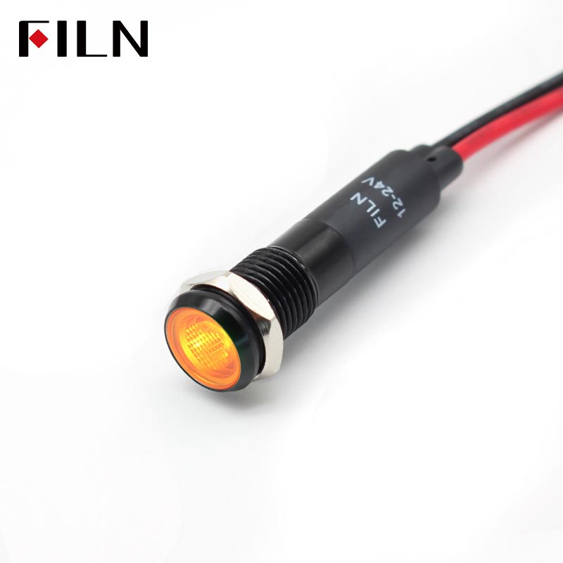 FILN 8MM (5/16'' )Metal Indicator Light 12V 24V 110V 220V  Pilot Lights  Waterproof ip67  Signal Lamp