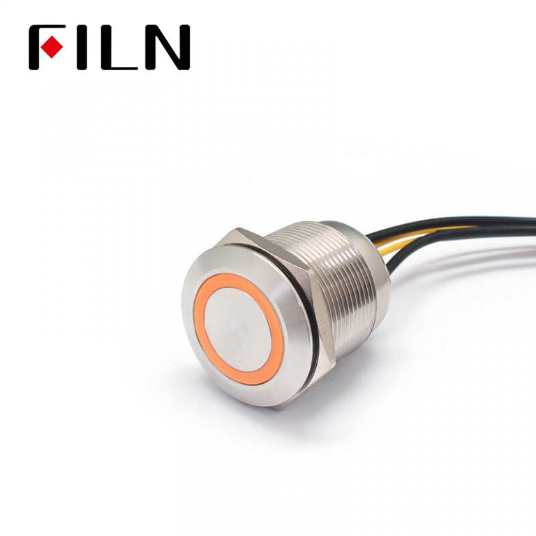 22mm 10A IP68 Blue Momentary 4 Pole Push Button Switch Orange