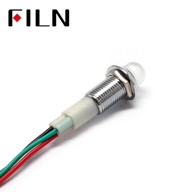 10mm 220V Red-Green Double color LED Metal Indicator Light White