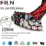 FILN 12V LED Car Boat LED Warning Dashboard Signal Lights Instrument Pilot Lamp 220V 10mm