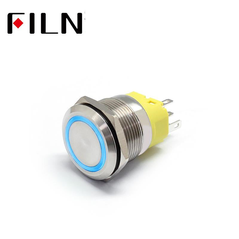 22MM  110V LED illuminated Latching Red Push Button Switch Blue