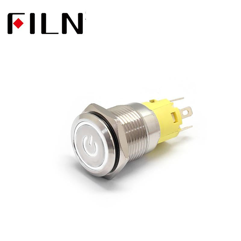 Filn 16mm 6V 12V 110V 220V LED waterproof Push Button Switch with Power symbol Parts