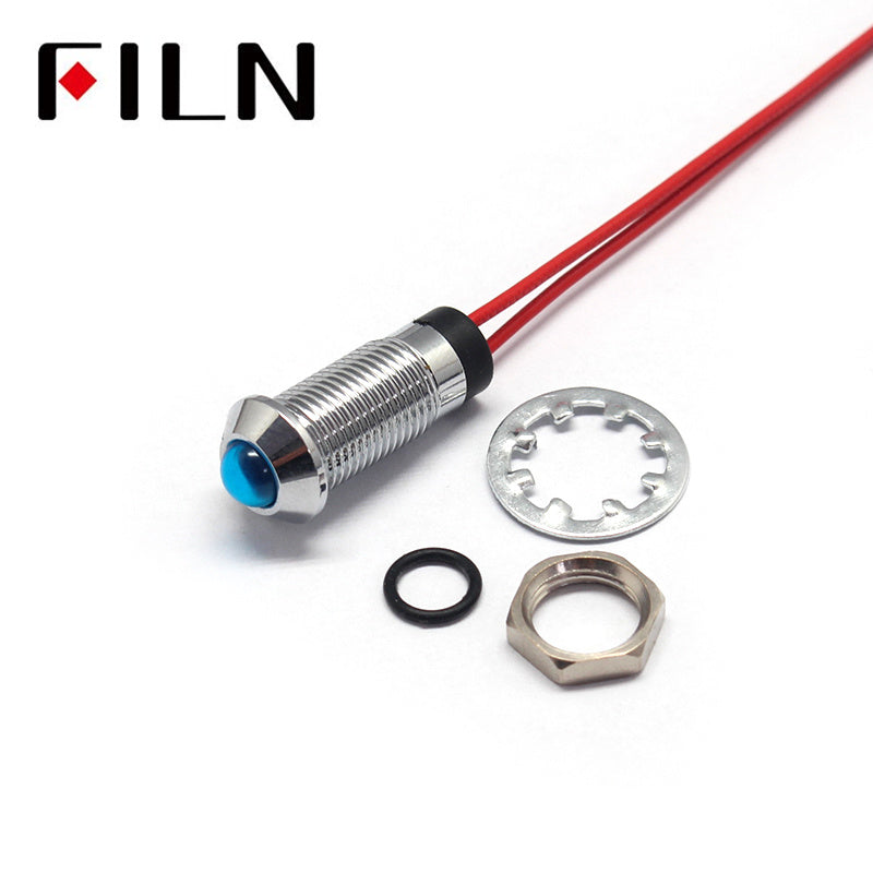 8mm IP65 Red LED Metal Signal 12 Volt Indicator Light for Bike Details