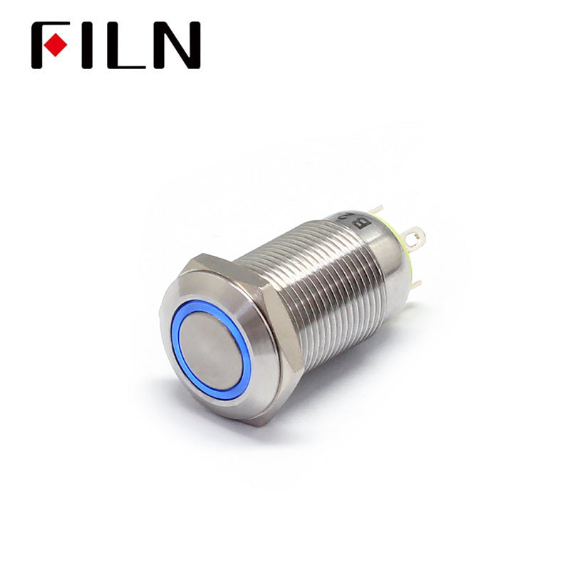 12MM Red LED Light 12V 110V Latching Metal Push Button Switch Blue