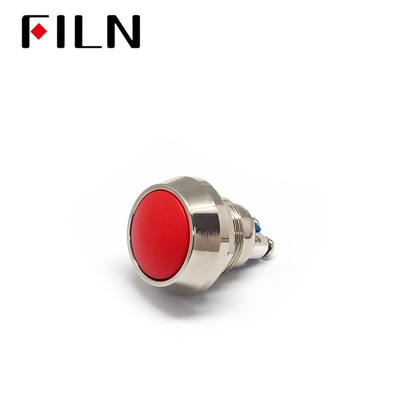 12MM Momentary Metal Round Vandal Resistant Push Button Switches Red