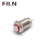 12MM 4PIN Yellow Illuminated Latching Push Button Switch Front