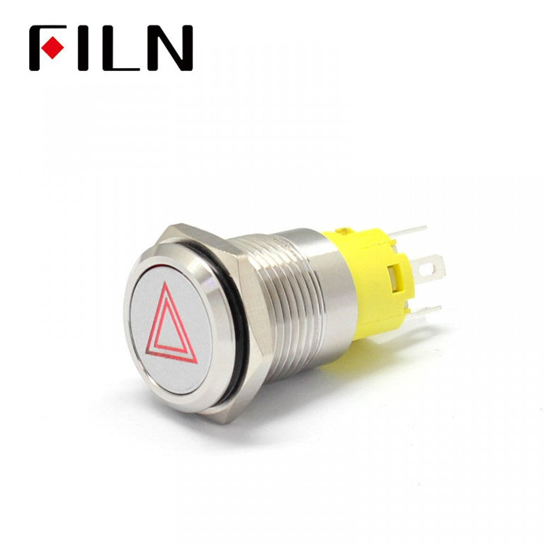 16mm 12V Automotive Push Button Switch With Light Hazard warning flashing light