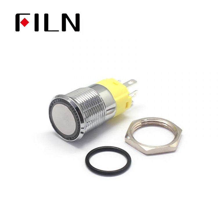 16MM 12V 24V 220V Waterproof Automotive  Metal Push Button Switch