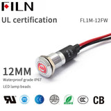 FILN FL1M 12mm 12V LED Metal Indicator Dashboard Light with Symbol ABS light Signal symbol indicator light