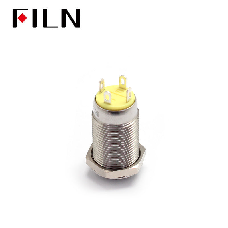 12MM Red LED Light 12V 110V Latching Metal Push Button Switch Bottom