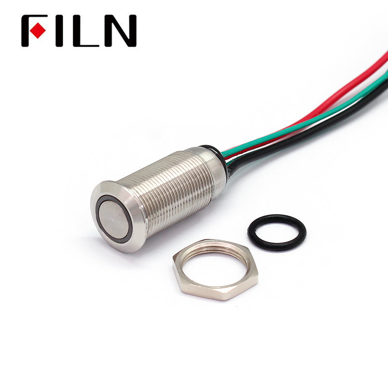 12mm Waterproof Momentary Latching LED Light Push Button Switch With Wire Detail