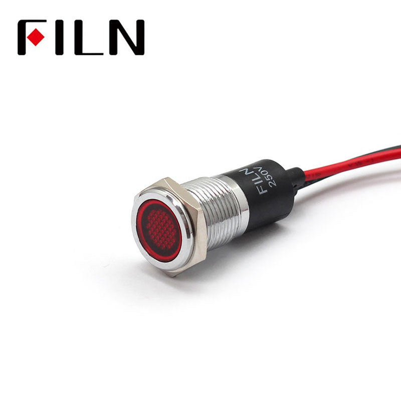 14mm 28V Panel LED White Indicator Light Red