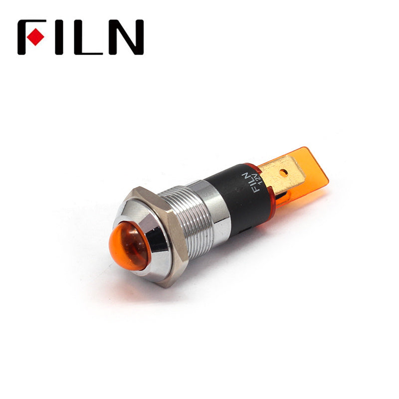 220V 14MM BULE 6.3PIN new led metal indicator light Amber