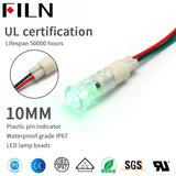 10mm red green two colors 12v led plastic indicator light