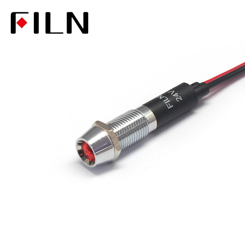 8mm High Pressure IP67 LED Indicator Light 120V Red