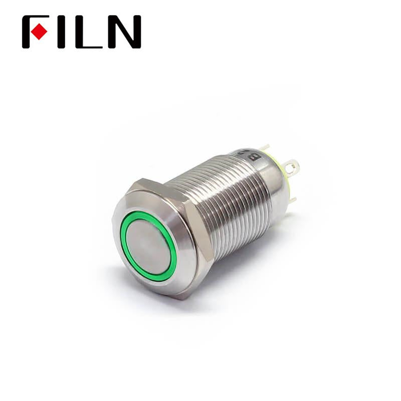 12MM Red LED Light 12V 110V Latching Metal Push Button Switch Green