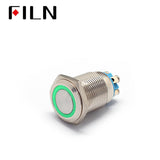 16mm ip67 12v green led illuminated on off circuit with one push button switch green