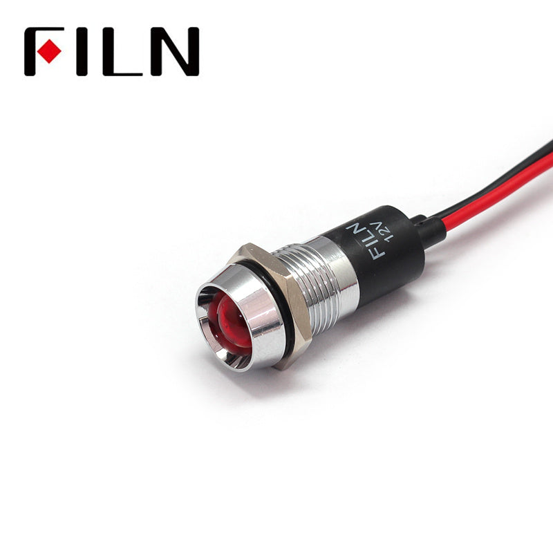 14mm LED Metal Pilot 24V LED Indicator Light Red