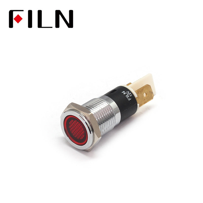 14MM 110V Waterproof IP67 LED Meatl Green Indicator Light Red