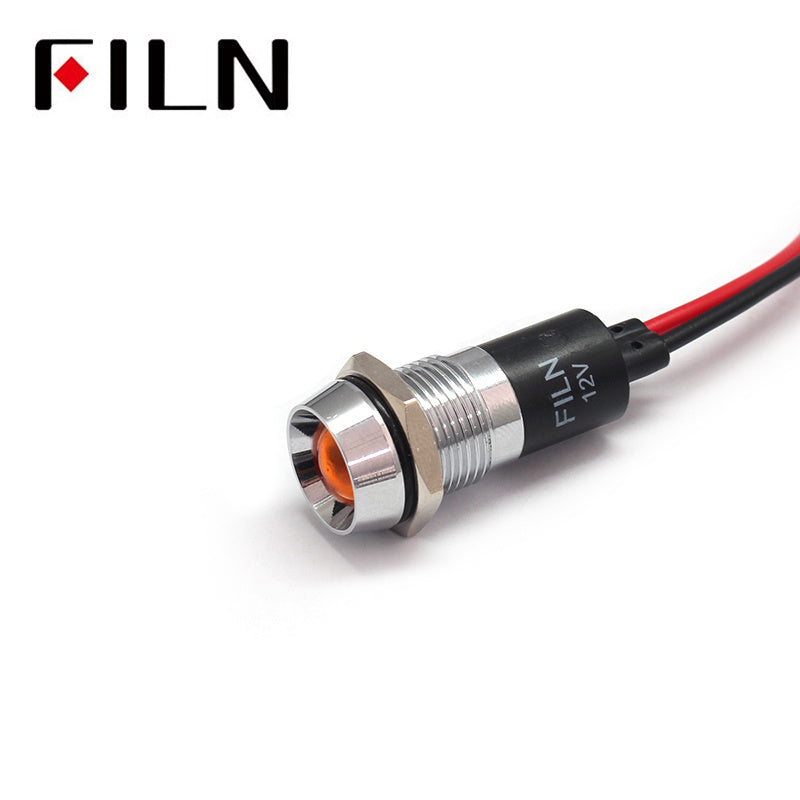 14mm LED Metal Pilot 24V LED Indicator Light Amber