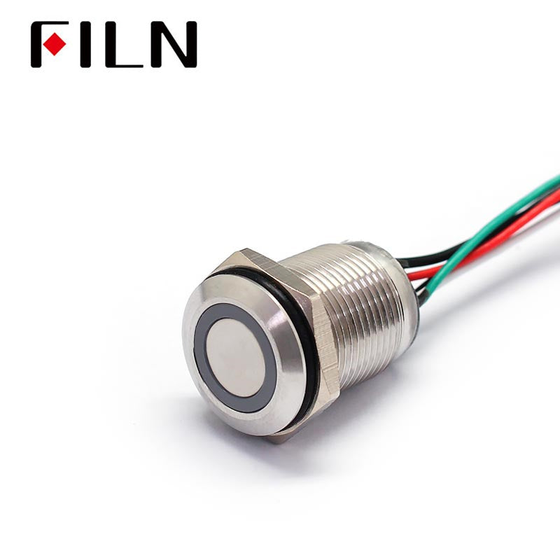 16MM 12V Red Green Double Color Metal Push Button Starter Switch grey