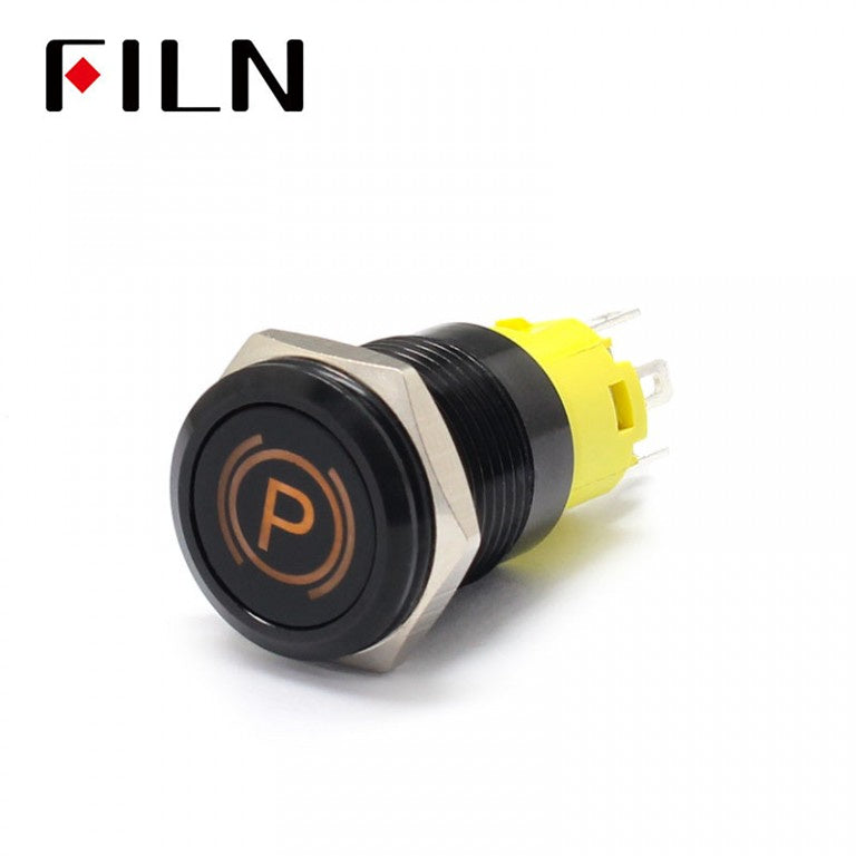 16mm 12V Automotive Push Button Switch With Light Handbrake