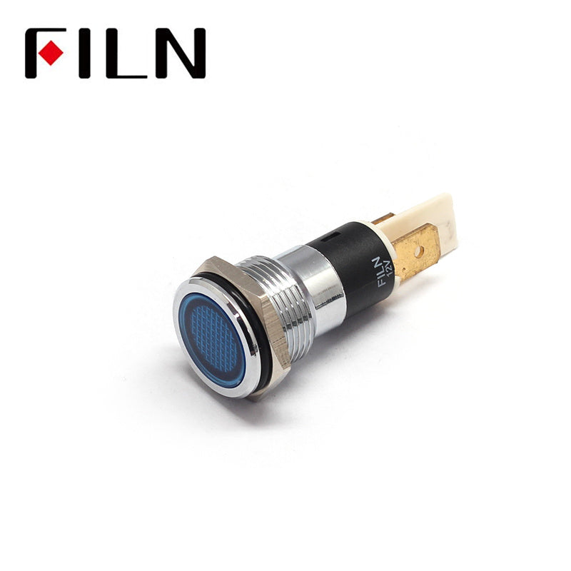 16MM 220V FALT Head IP67 Metal Indicator Light blue