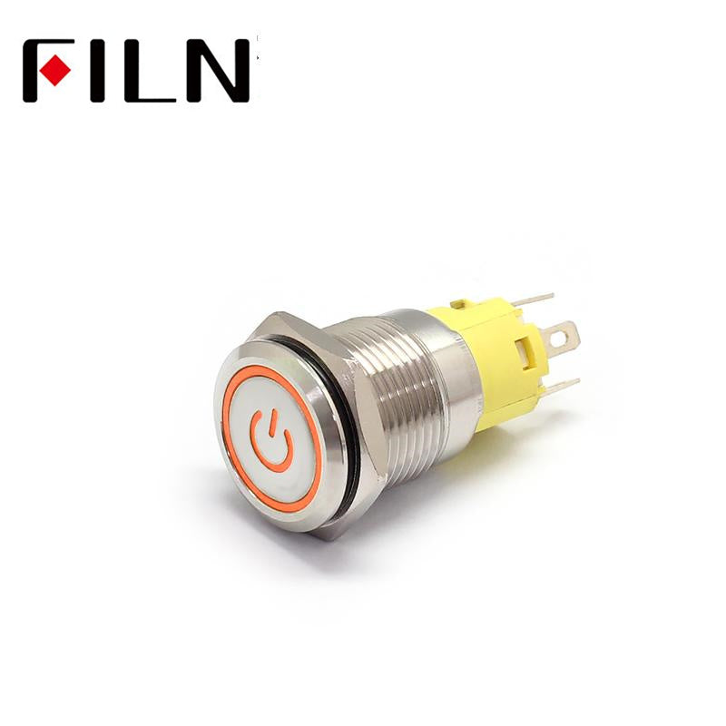 Filn 16mm 6V 12V 110V 220V LED waterproof Push Button Switch with Power symbol China