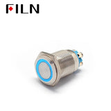 16mm ip67 12v green led illuminated on off circuit with one push button switch blue