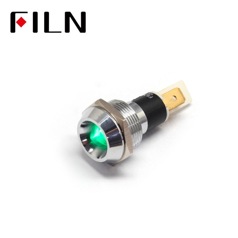 19mm Metal 12V LED Indicator Light With Reflector Green