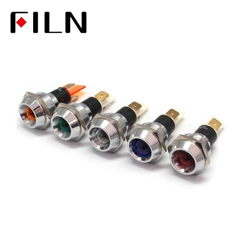 19mm Metal 12V LED Indicator Light With Reflector