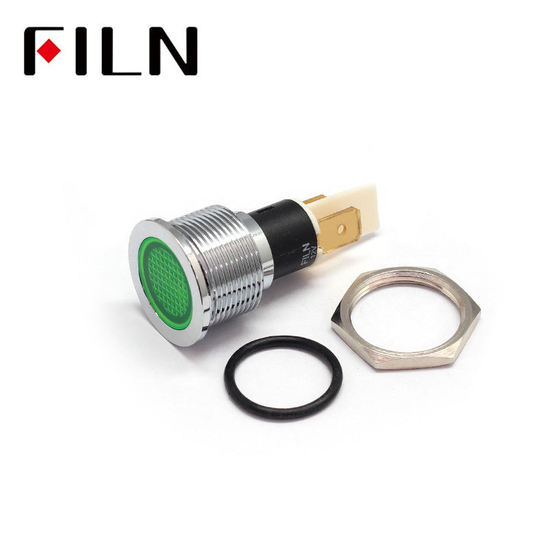 19mm Flat Yellow Indicator Light With Reflector Green Details