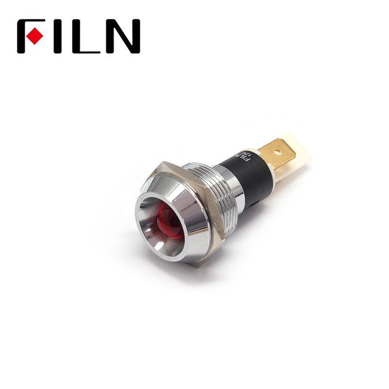 19mm Metal 12V LED Indicator Light With Reflector Red