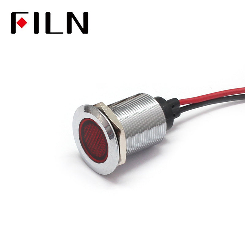 19mm Flat LED High Voltage Indicating Light With Wire Red