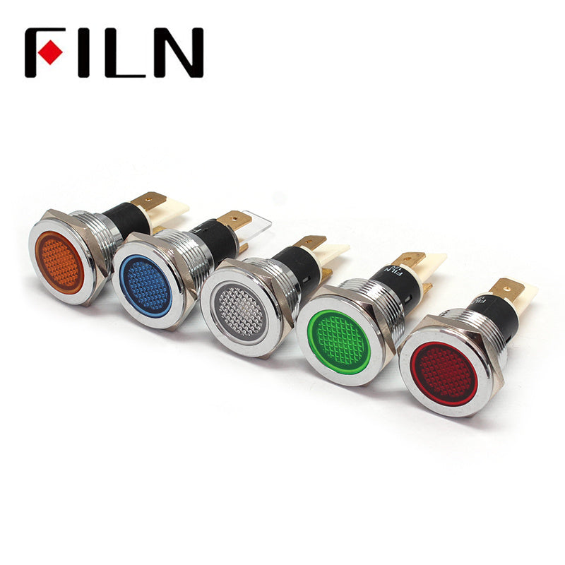 19mm Flat Yellow Indicator Light With Reflector Colour