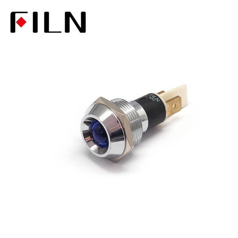 19mm Metal 12V LED Indicator Light With Reflector Violet