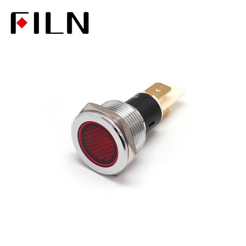 19mm Flat Yellow Indicator Light With Reflector Red