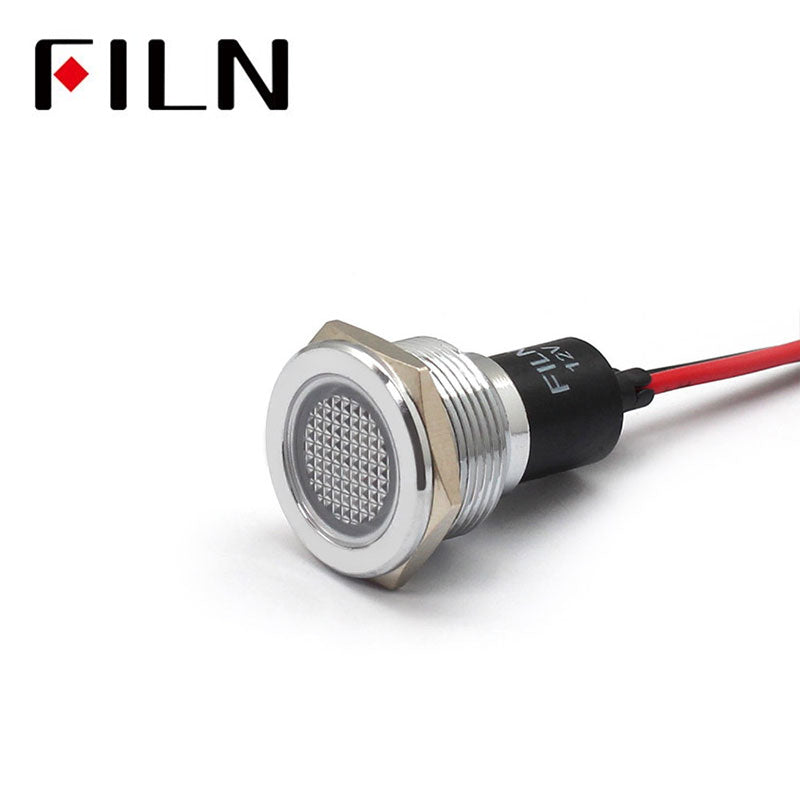 19mm Red LED Pilot Indicator Light with Wire White