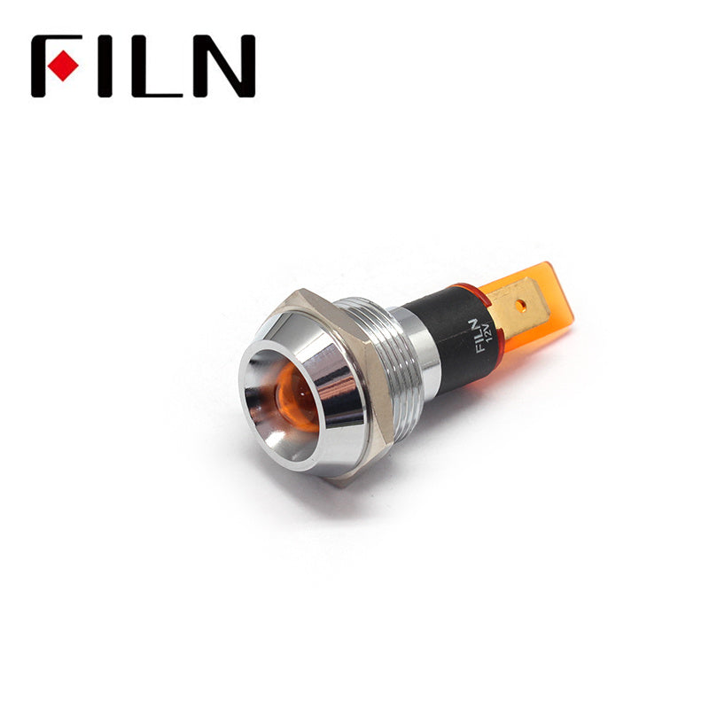 19mm Metal 12V LED Indicator Light With Reflector Amber