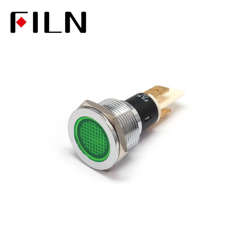 19mm Flat Yellow Indicator Light With Reflector Green